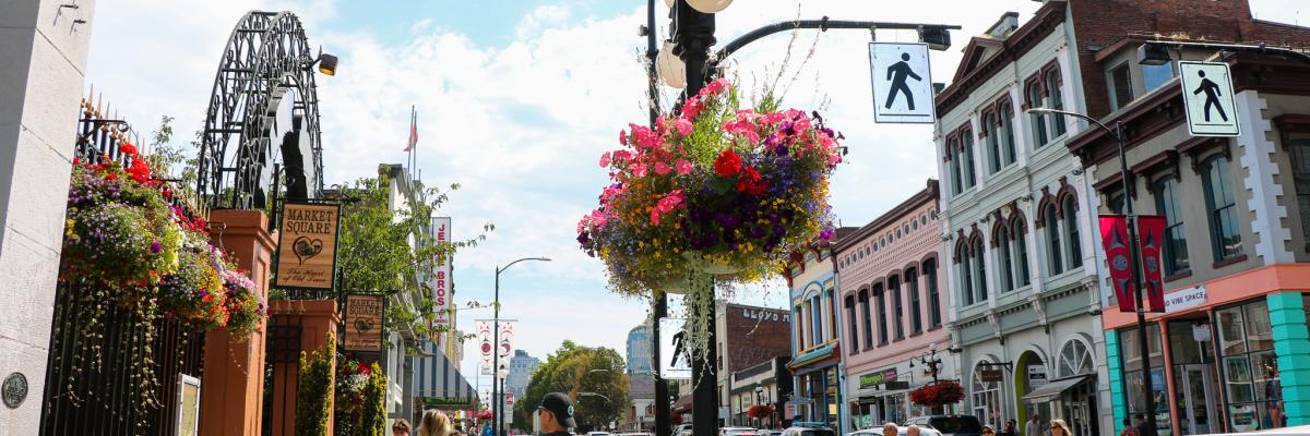 a business district in a city