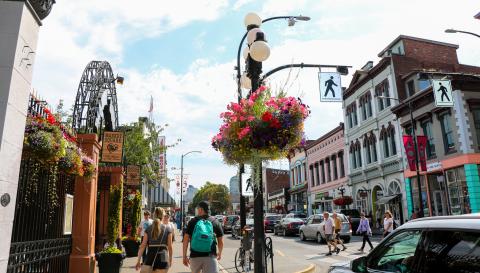 a business district in a city